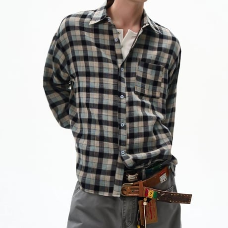 oversized check cotton shirt　VG1004