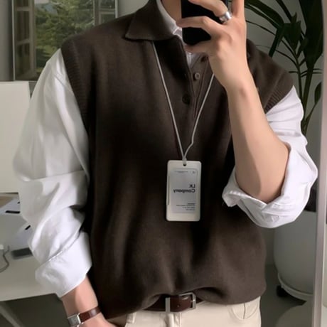 collared knit vest /2color　VG1194