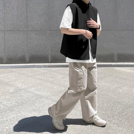 minimal hooded nylon vest /2color　VG1152