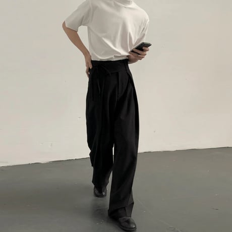 tie-belt wrap wide slacks /2color　VG1154