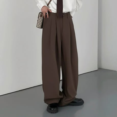 tuck wide straight slacks /2color　VG1066