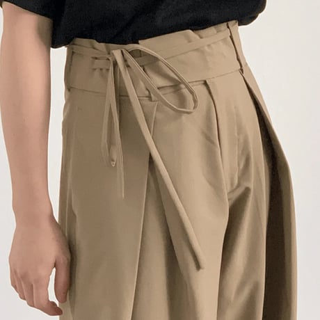 tie-belt wrap wide slacks /2color　VG1154