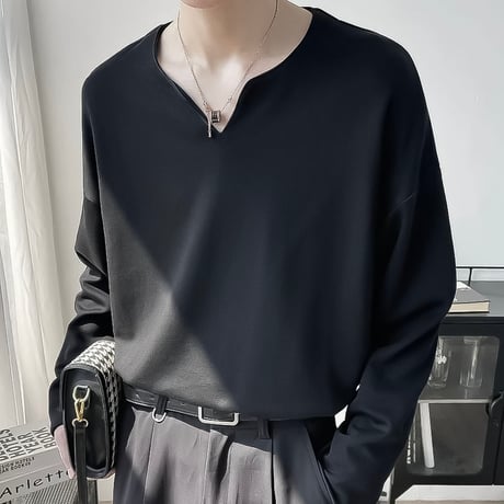 minimal oversized v-neck cutsew /2color　VG1338