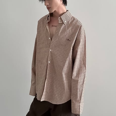 minimalist zip-up shirt /2color　VM1019