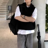 hooded knit vest /2color　VG1089