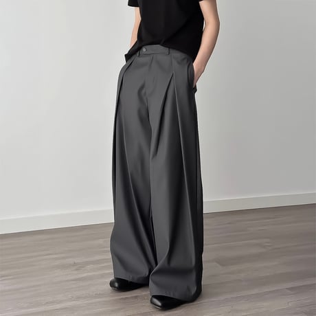 extreme tucked wide slacks /2color　VM1051