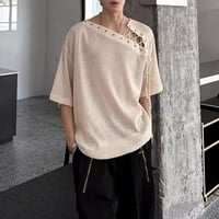 asymmetric lace-up knit t-shirt /2color　VM1161