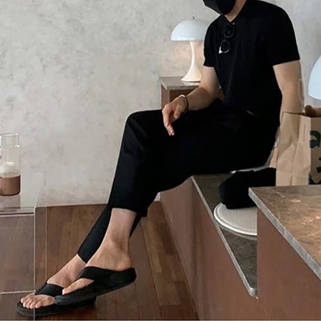 minimal rib knit half tee /4color　VG1289
