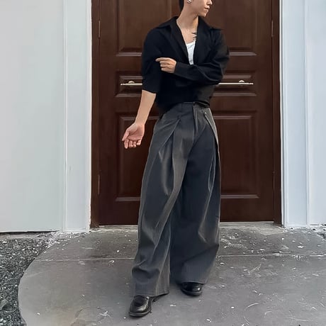 striped wide wrap slacks　VG1296