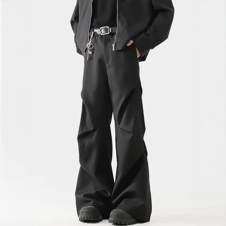 drape curved wide slacks /2color　VM1102