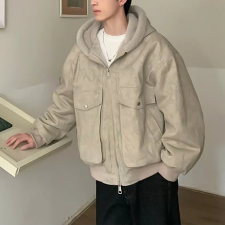 loose fit suede boa jacket　VG1218