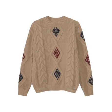 retro diamond cable knit /3color　VG1191