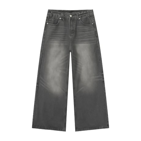 charcoal wash wide straight denim　VG1163