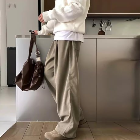 corduroy tuck wide pants　VG1069