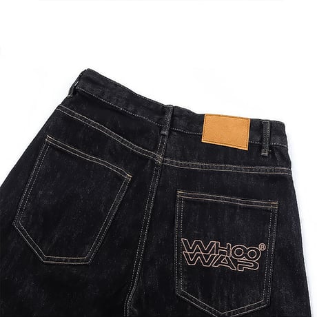 mega wide rolled-up black denim　VM1053