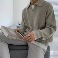 minimal half zip polo knit /2color　VG1018