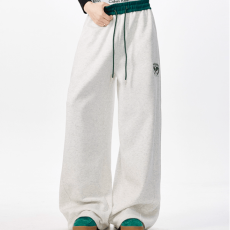 logo embroidery wide sweat pants　VG1189