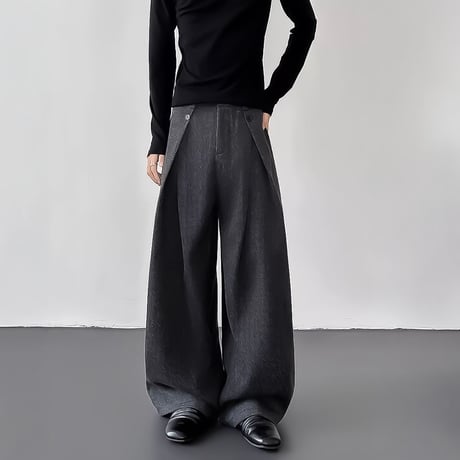structured tucked wide pants /2color　VM1132