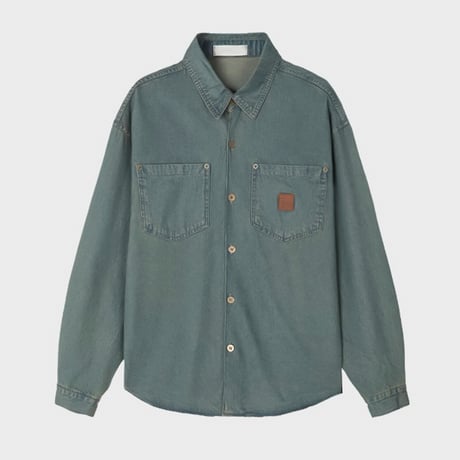 vintage wash patch work shirt /3color　VG1105