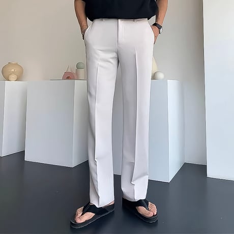 minimal straight center press slacks /2color　VG1316