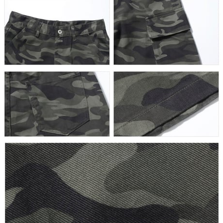 wide straight camo cargo pants　VG1059