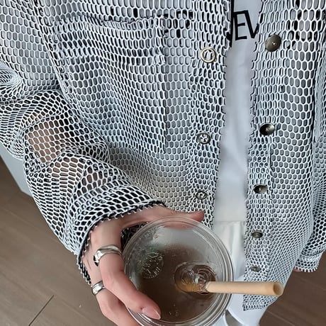 inen mesh oversized shirt /2color　VG1314