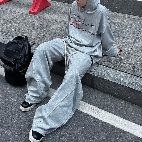 rope belt wide sweat pants　VM1064