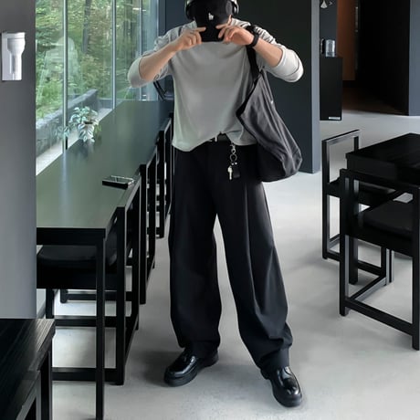 overfit curved wide slacks /4color　VG1120