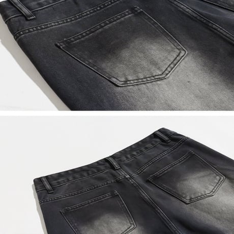 vintage black wide denim pants　VG1057