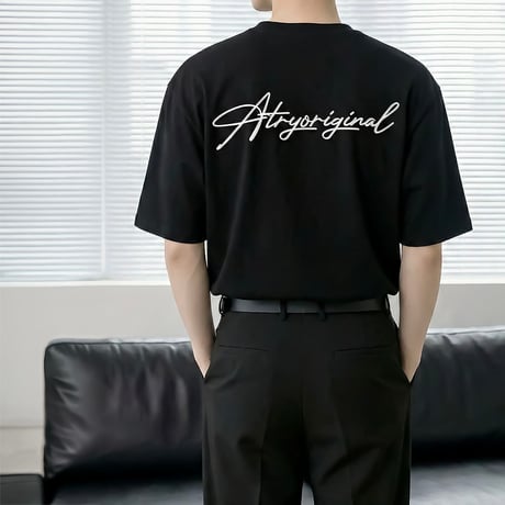 script graphic oversized tee /2color　VM1114