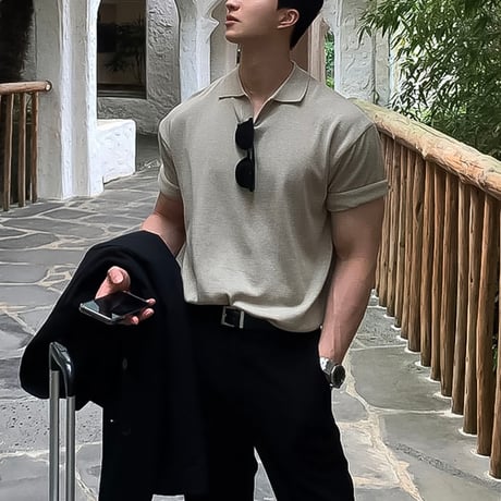 minimal skipper knit polo /4color　VG1307