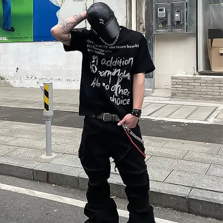grunge lettering oversized tee /2color　VM1032
