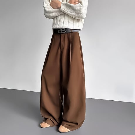 minimal wide straight slacks /2color　VM1147