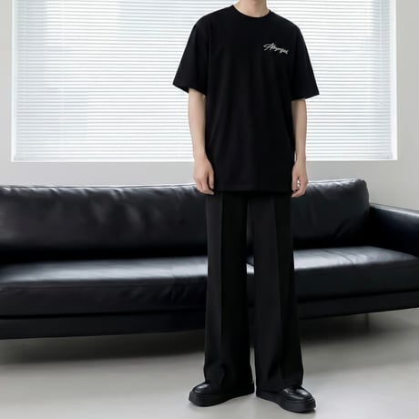 script graphic oversized tee /2color　VM1114