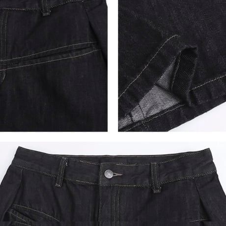 yoke tuck wide denim pants　VG1157