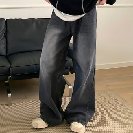 vintage washed wide denim pants /3color　VG1053