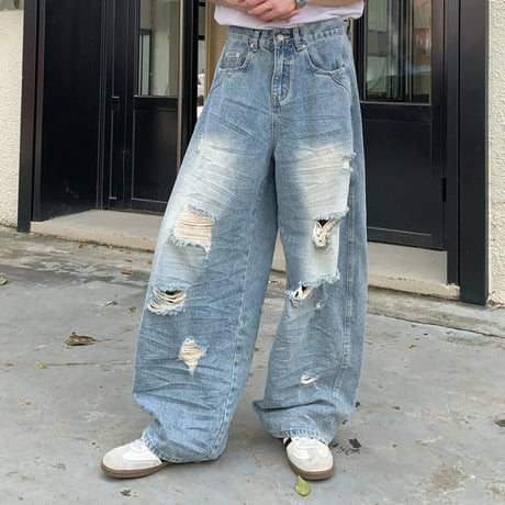 vintage crash wide baggy denim　VG1162