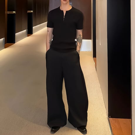 minimal rib knit polo /2color　VM1112