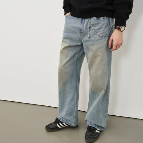 vintage dirty wash straight denim　VG1159