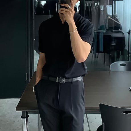 minimal skipper knit polo /4color　VG1307