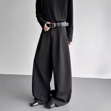 minimal wide straight slacks /2color　VM1147