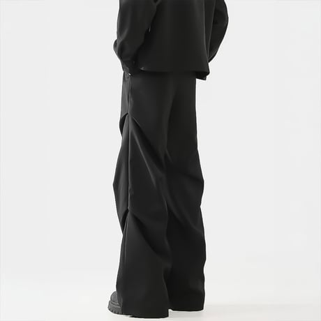 drape curved wide slacks /2color　VM1102