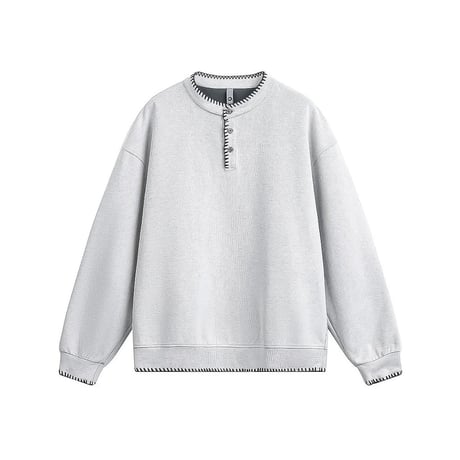 overfitted stitch henley neck tee /3color　VG1297