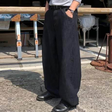 super wide rigid denim pants　VG1158
