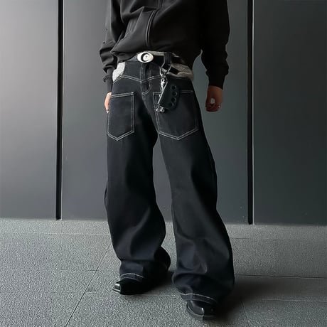 boa panel stitch wide denim　VM1061