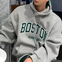 boston logo drop shoulder hoodie /2color　VG1015