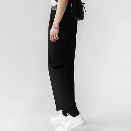 minimal tucked wide slacks /3color　VM1122