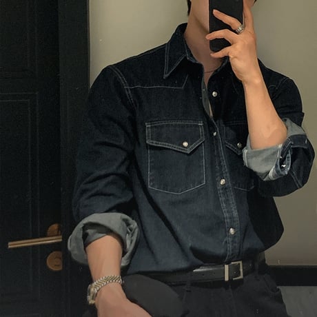 modern western denim shirt　VG1107