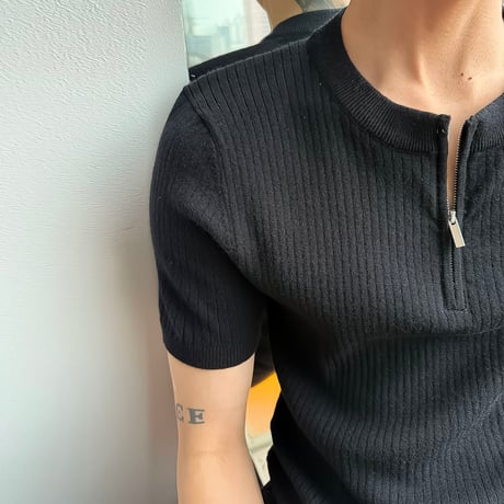 minimal rib knit polo /2color　VM1112