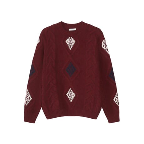 retro diamond cable knit /3color　VG1191